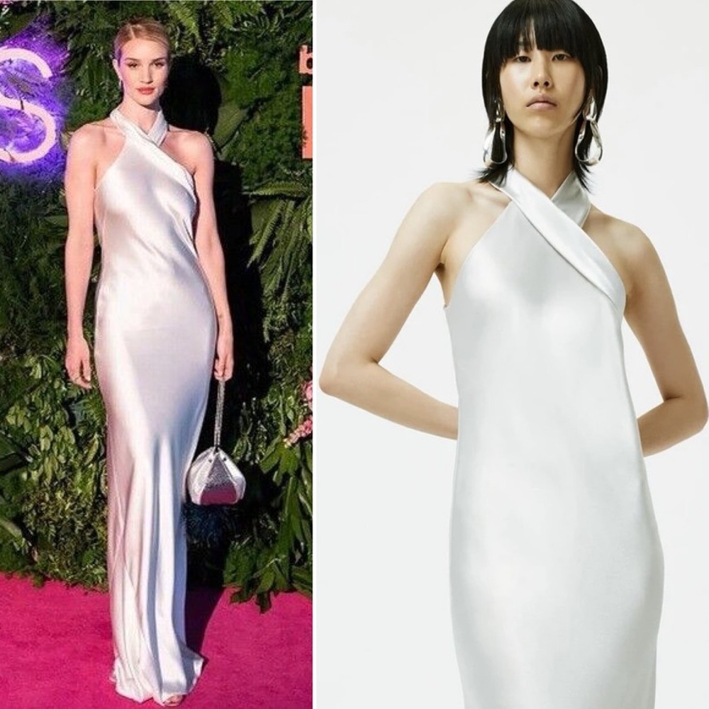 Galvan London Satin Pandora Dress - Platinum Size 10 US